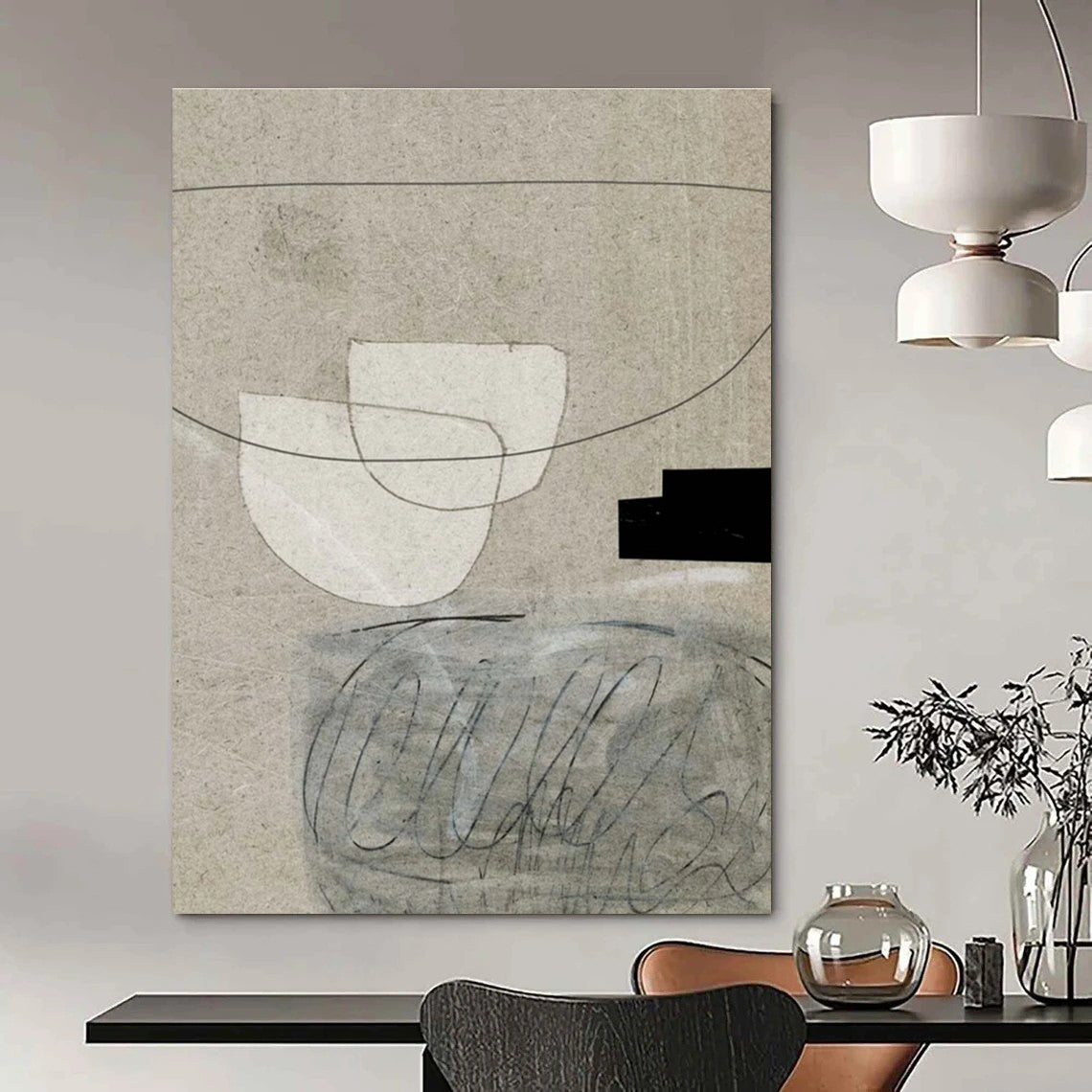 Delicate Minimalist Line - Shape Abstract Art for Quiet Spaces HENG238