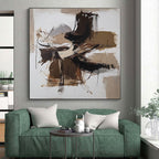 Brown Beige Abstract Forms Painting with Dynamic Composition WINK639