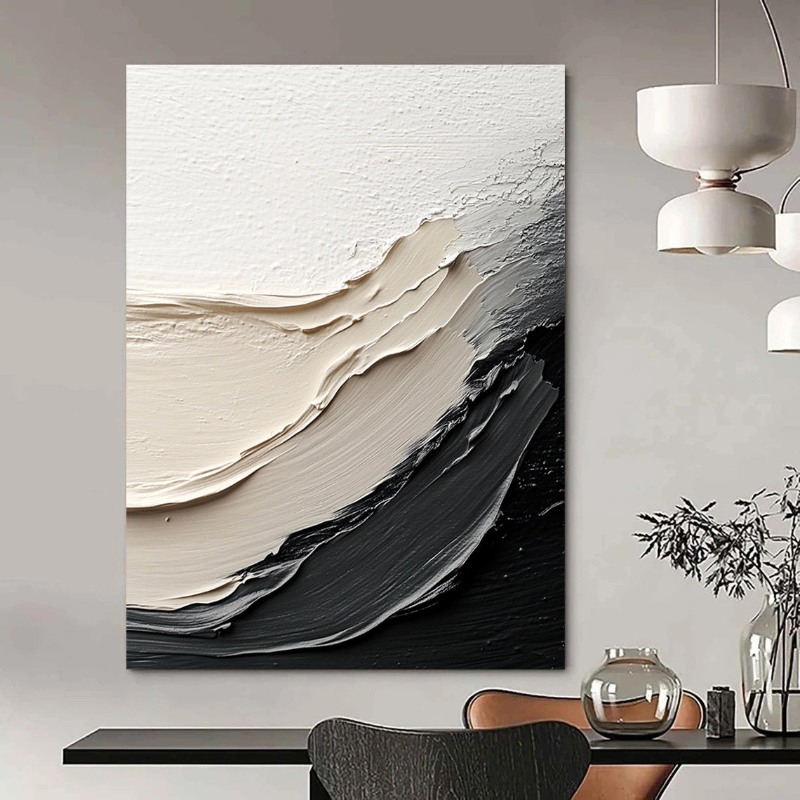 Textured Neutral Waves Minimalist Abstract Painting for Sophisticated Spaces GAB1532