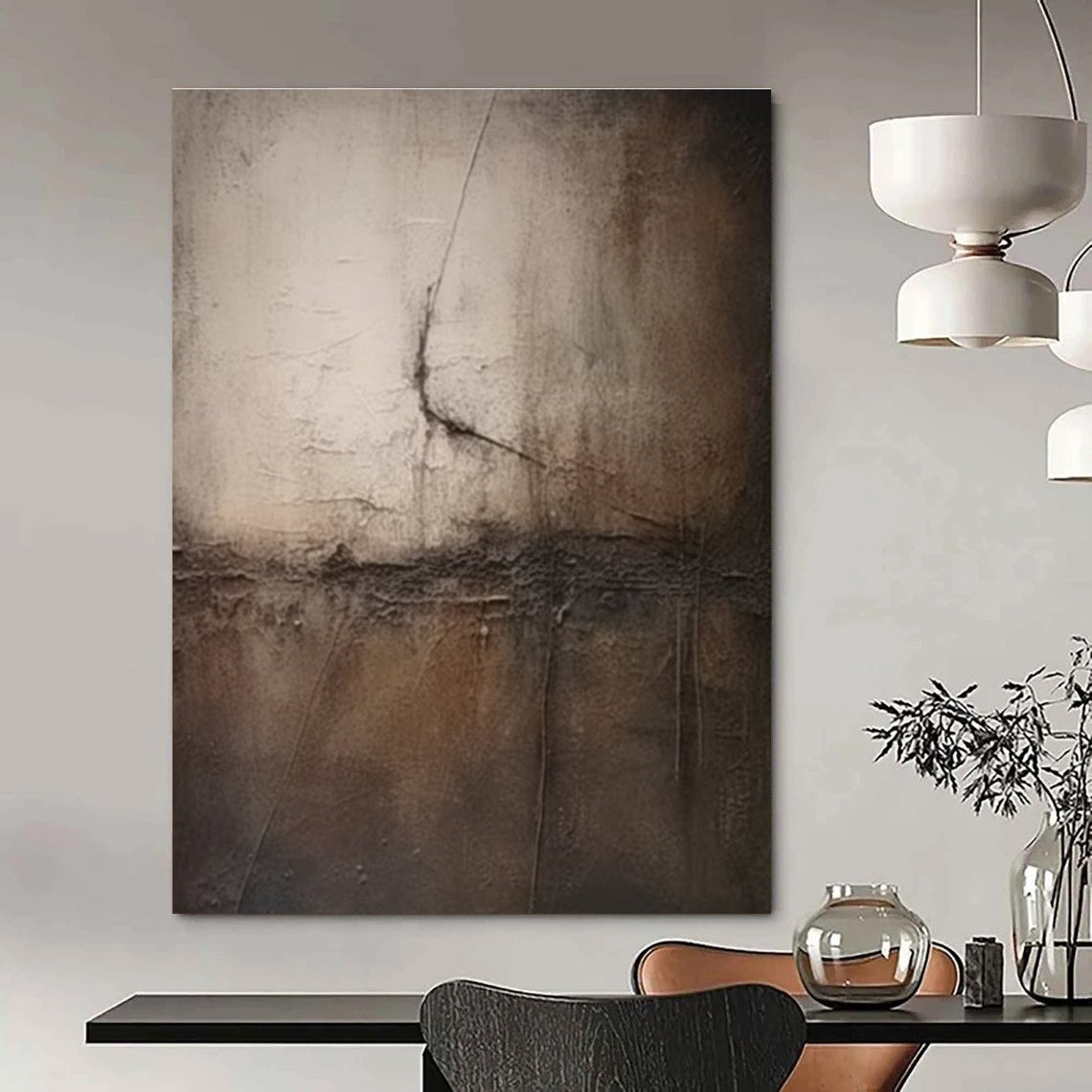 Dark Textured Abstract with Cracked Effect Abstract Painting for Art - Centric Studies HENG357