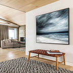 Stormy Coastal Landscape with Dark, Mood Tones Abstract Painting ABS339