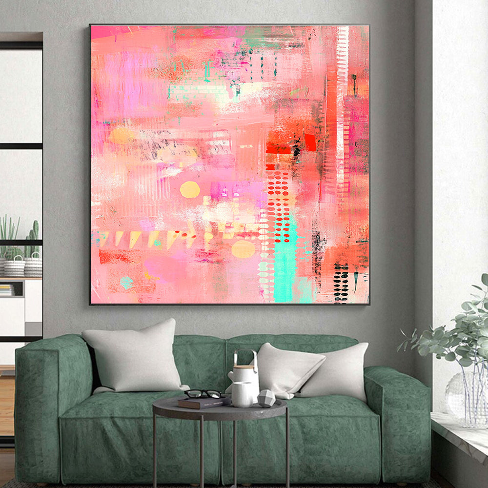 Playful Pink Abstract with Accents Abstract Painting with Cheerful Flair WINK256