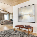 Golden Stripe Lake Abstract Painting with Subtle Elegance ABS295