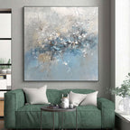 Blue Gray Floral Abstract Painting with Delicate Details WINK653