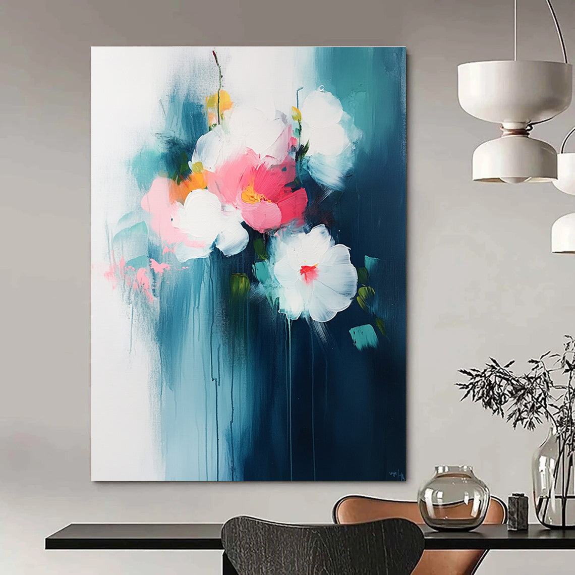 Abstract Flower Bouquet Painting for Romantic Dining Areas GAB1145