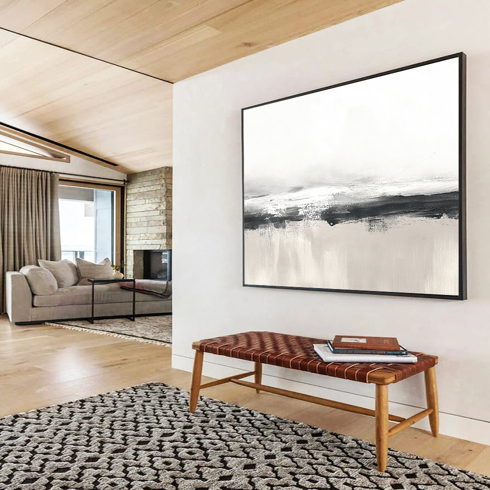 Monochrome Landscape Abstract Painting with Subtle Textures ABS255