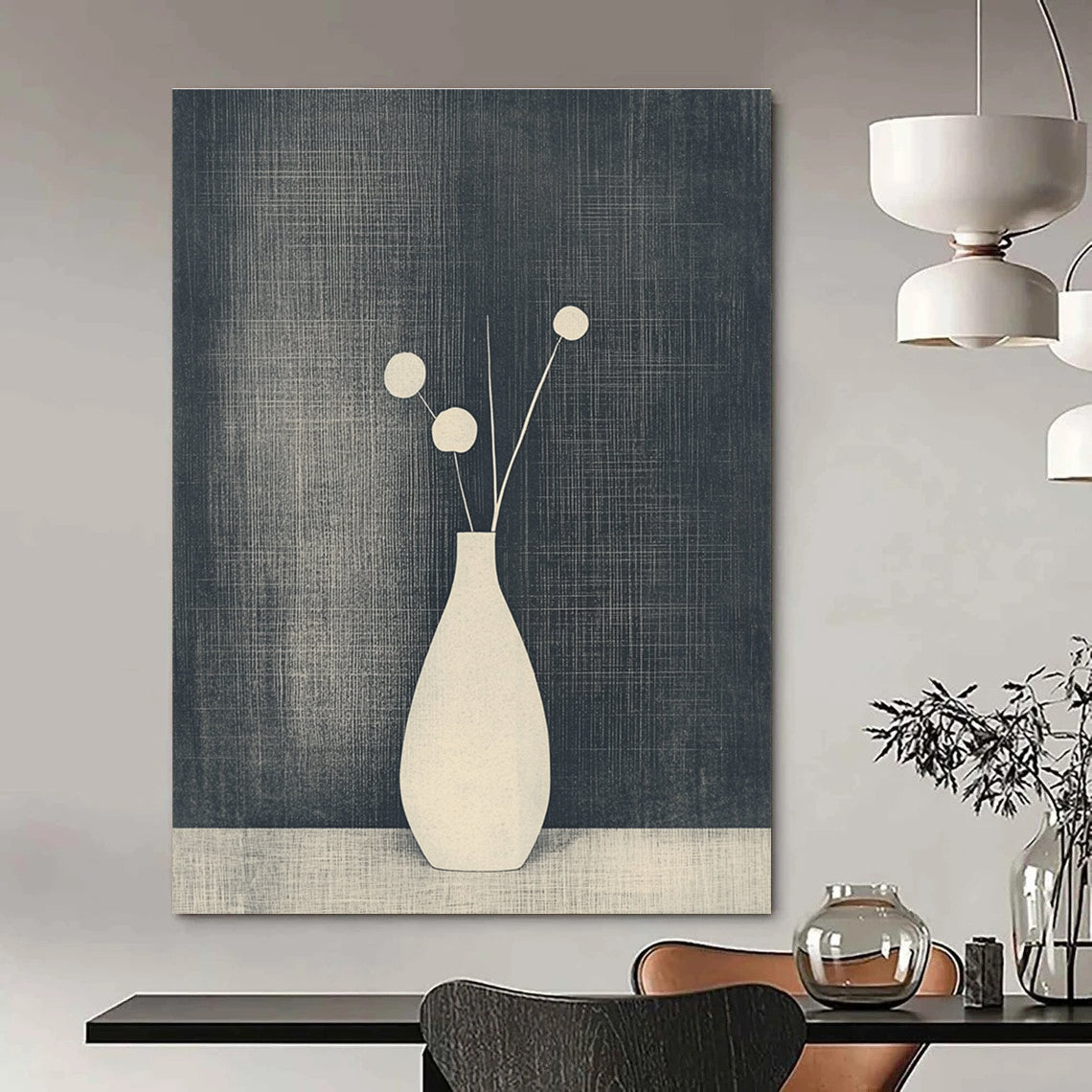 Minimalist Vase with Flowers - Elegant Botanical Abstract Art GAB0416