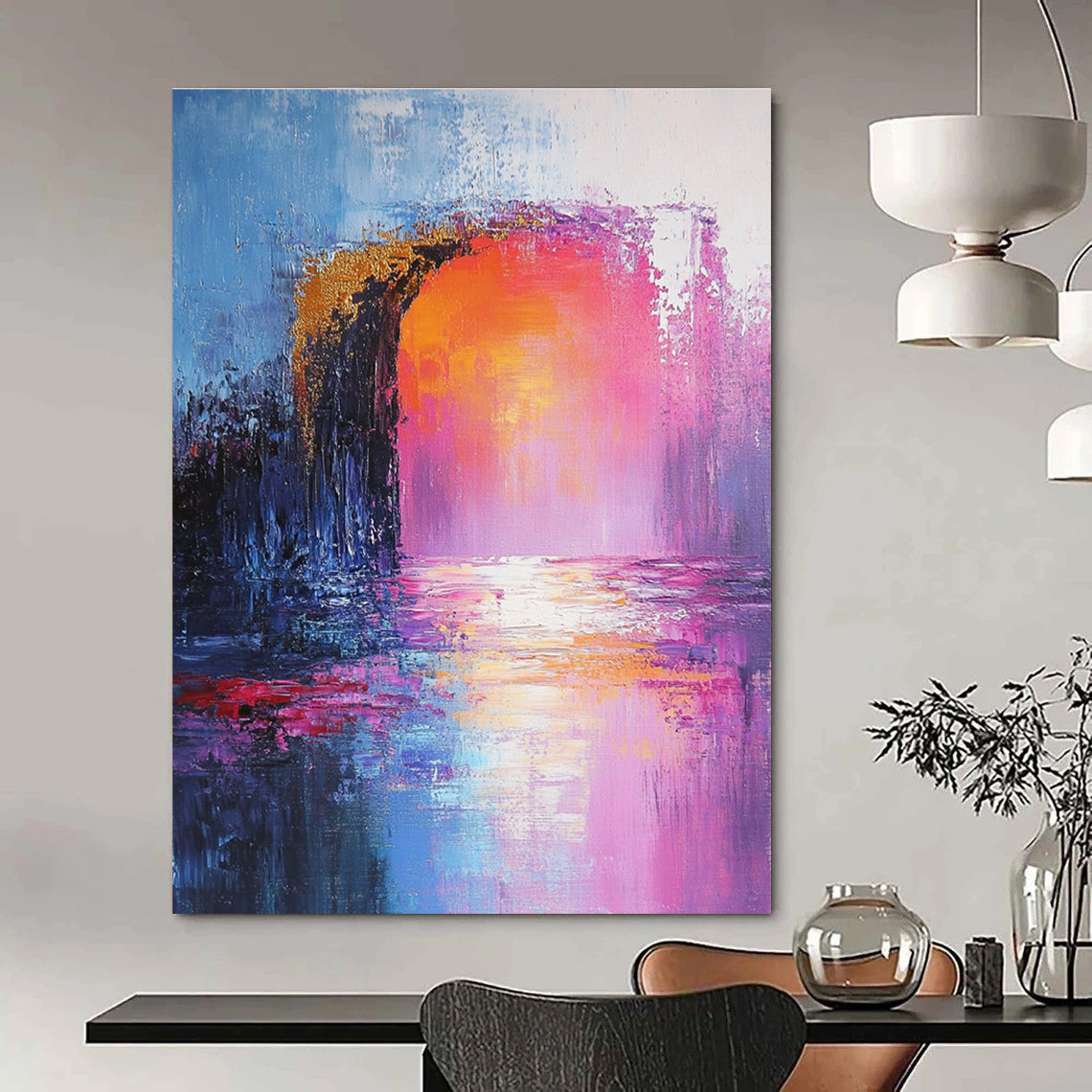 Colorful Archway Sunset Abstract Painting for Dreamy Spaces GAB0728