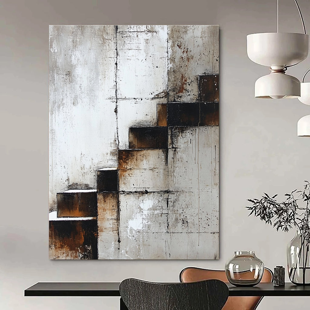 Rustic Staircase - Industrial Abstract Painting GAB0624