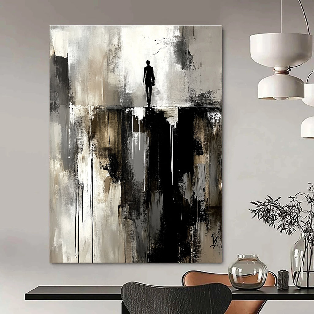 Silhouette on Precipice Abstract Painting for Bold Statements GAB0691