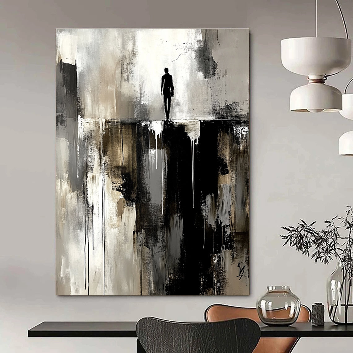 Silhouette on Precipice Abstract Painting for Bold Statements GAB0691