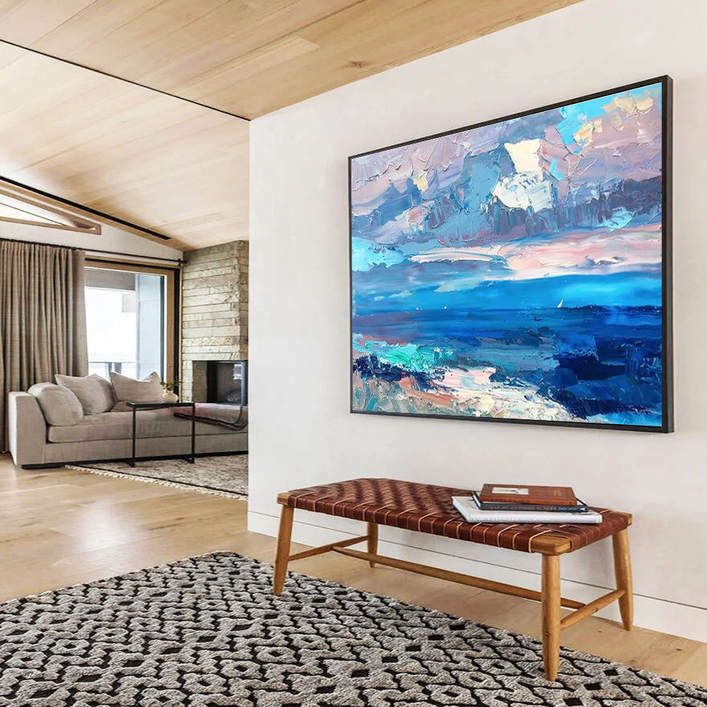 Sea and Sky Abstract Painting for Coastal Home Living Rooms YHT440