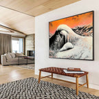 Snowy Mountain with Icicles: Stark Winter Beauty Abstract Painting ABS160