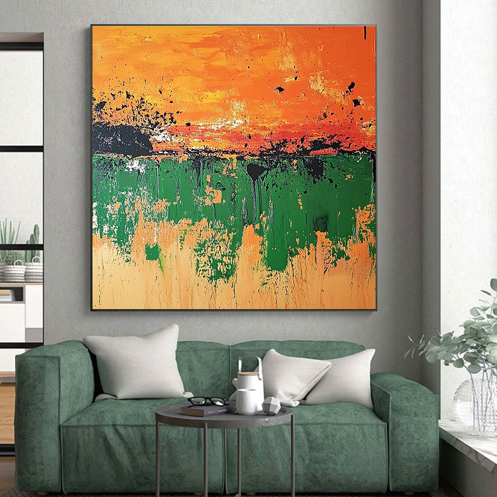 Dripping Field Abstract Painting with Raw Nature Textures WINK493