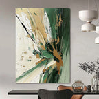 Textured Abstract Painting with Green and Gold Palette GAB0668