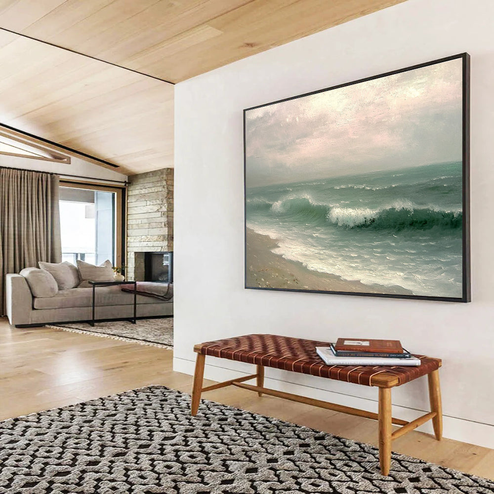 Realistic Sea Waves: Capturing Ocean’s Power and Grace Abstract Painting ABS156