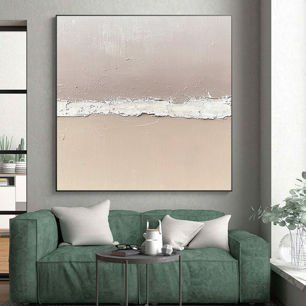 Beige and White Textured Divide Painting with Subtle Transition WINK067