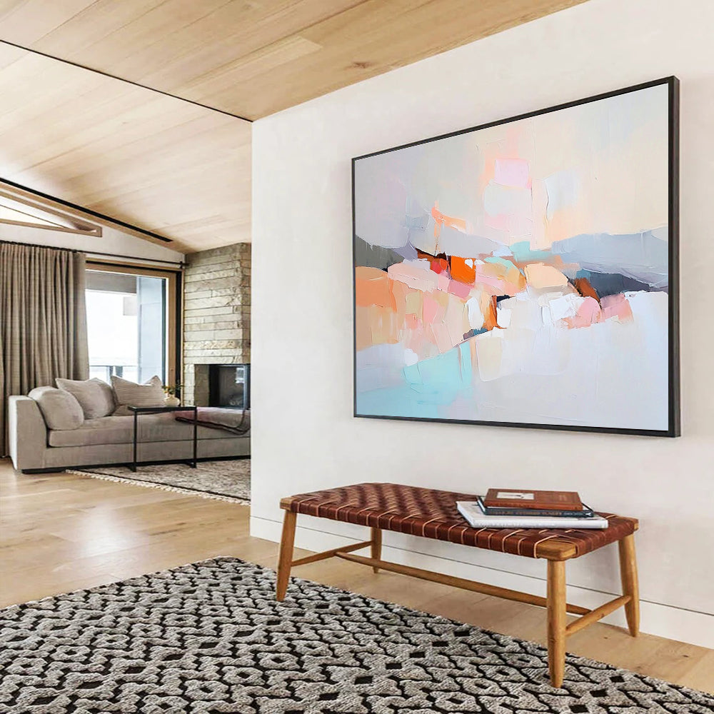 Soft Color Block Abstract Painting with Gentle, Harmonious Tones ABS511