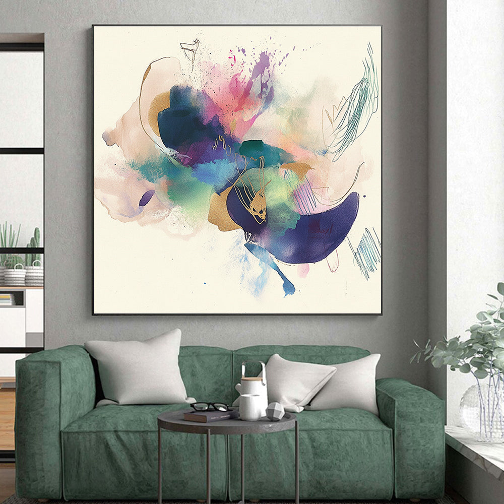 Vibrant Abstract with Gold Abstract Painting with Lively Sophistication WINK276