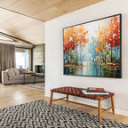 Scenic Autumn Forest Abstract Painting for Wellness Retreats YHT164