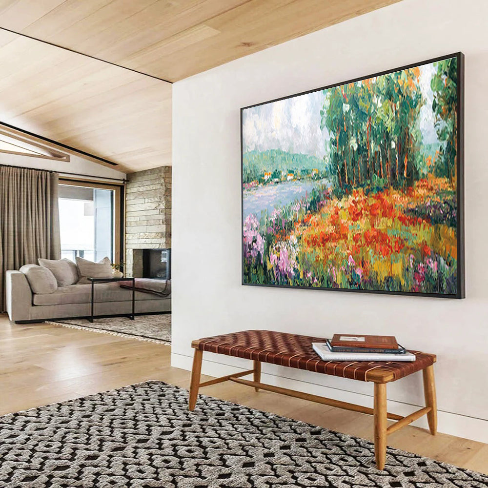 Lakeside Flower Field Abstract Painting for Garden - Themed Cafes YHT228