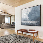 Misty Sea Abstract Painting for Atmospheric Home Libraries YHT317