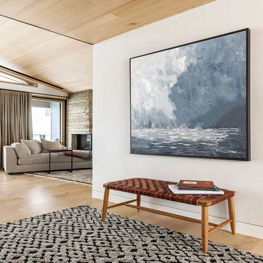 Misty Sea Abstract Painting for Atmospheric Home Libraries YHT317