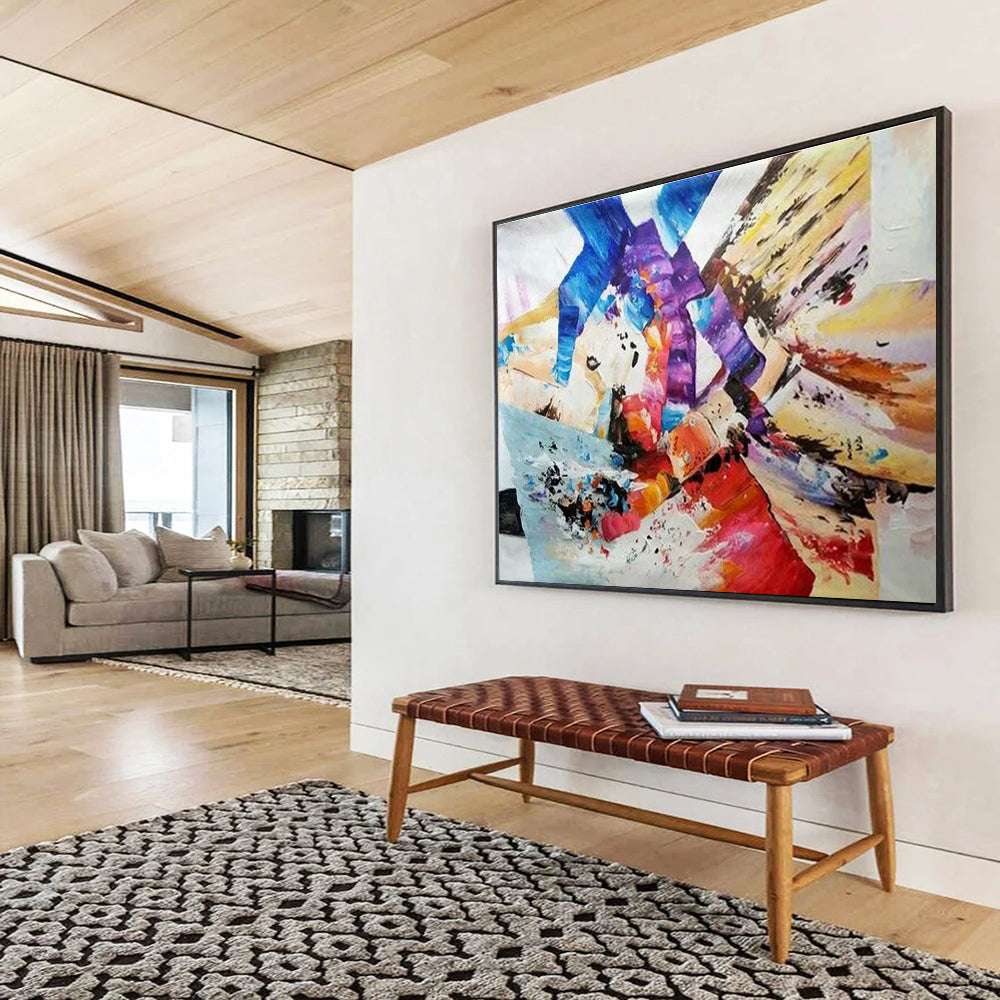 Colorful Geometric Abstract Painting for Modern Interior Design Showrooms YHT283