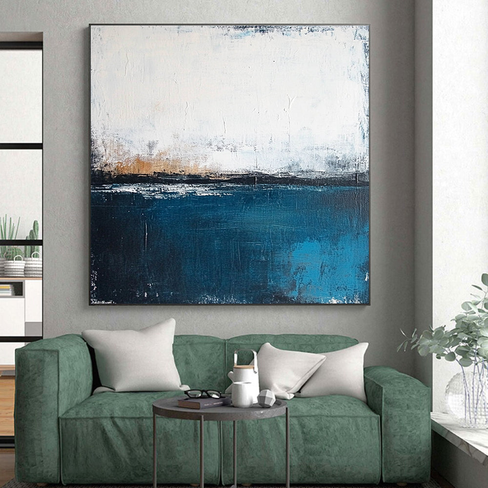 Blue - Gray Abstract Horizon Painting with Quiet Contemplation WINK399