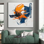 Orange - Blue Abstract Swirls Painting with Vibrant Dynamics WINK445