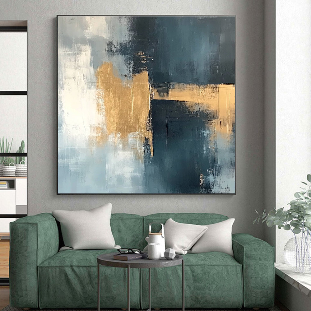 Gray - Gold Abstract Fusion Painting with Subtle Sophistication WINK380