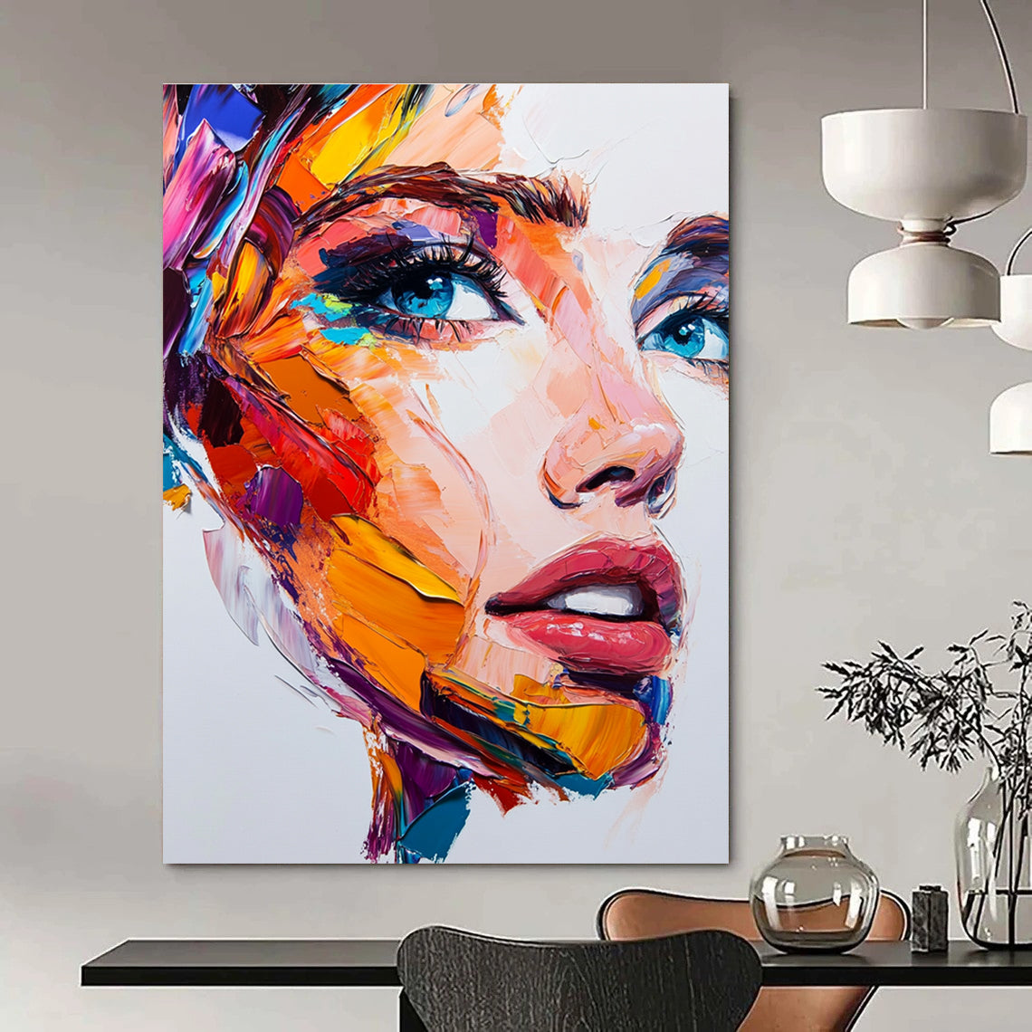Colorful Face Painting Expressive Abstract Portrait GAB0323