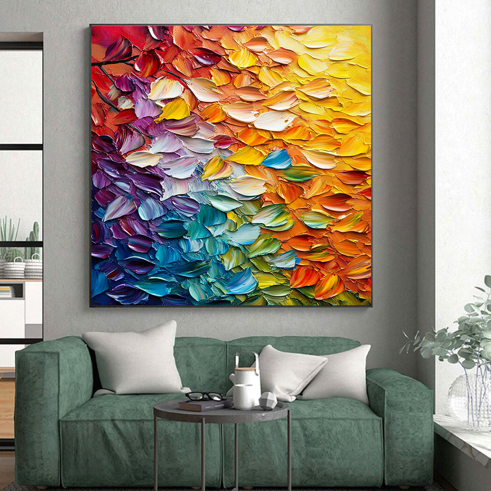 Colorful Petal Abstract Painting with Impasto Technique WINK833