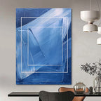 Blue and White Frame Abstract - Geometric Minimalist Abstract Painting GAB0470