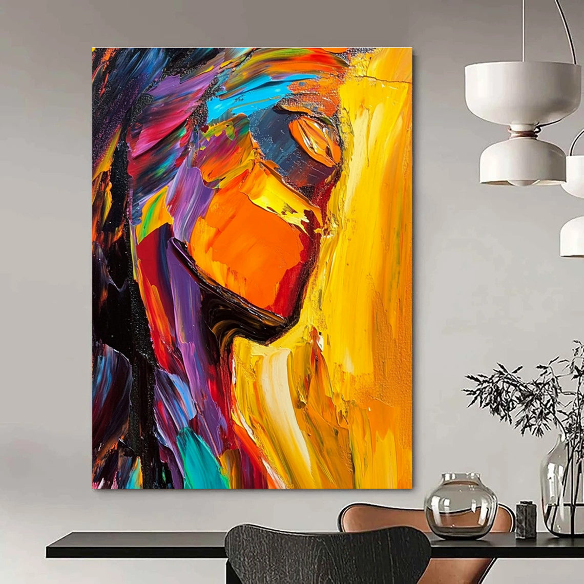 Colorful Abstract Portrait Painting with Vibrant Brushstrokes GAB0058