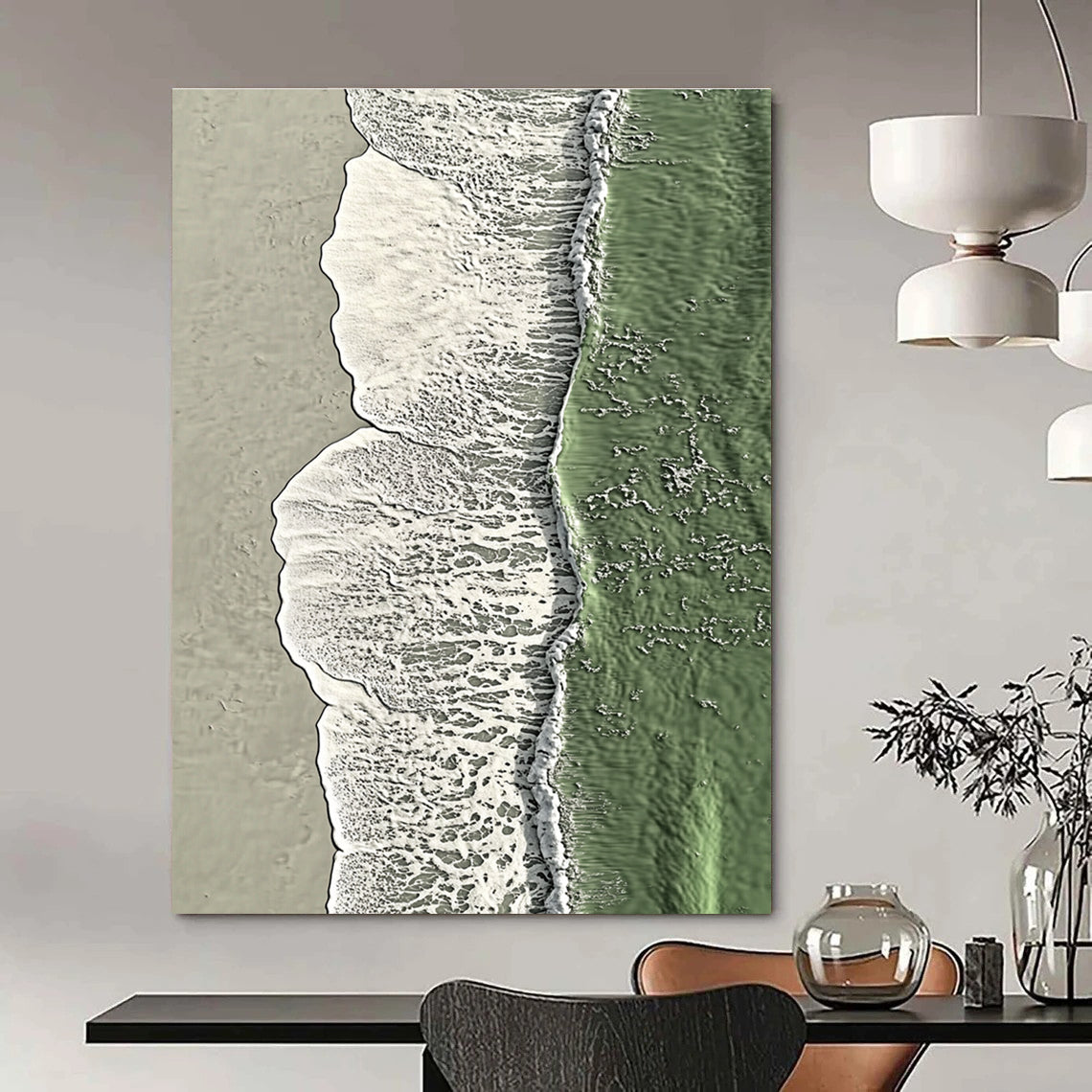 Green Ocean Aerial Contemporary Coastal Abstract Painting GAB0315