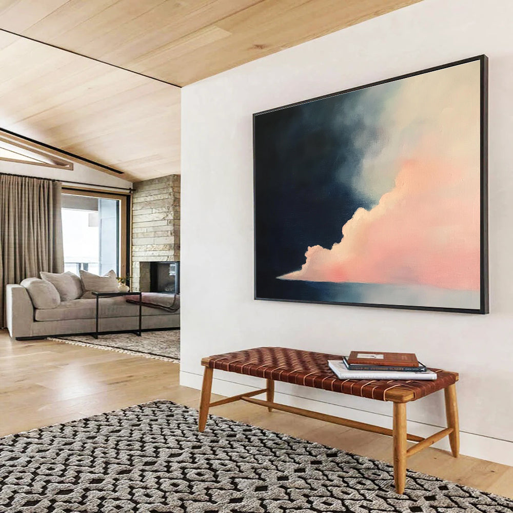 Dramatic Sky with Pink Cloud Painting with Bold Color Contrast ABS566