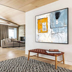 Abstract Interior with Window and Brush with Eclectic Elements Abstract Painting ABS340