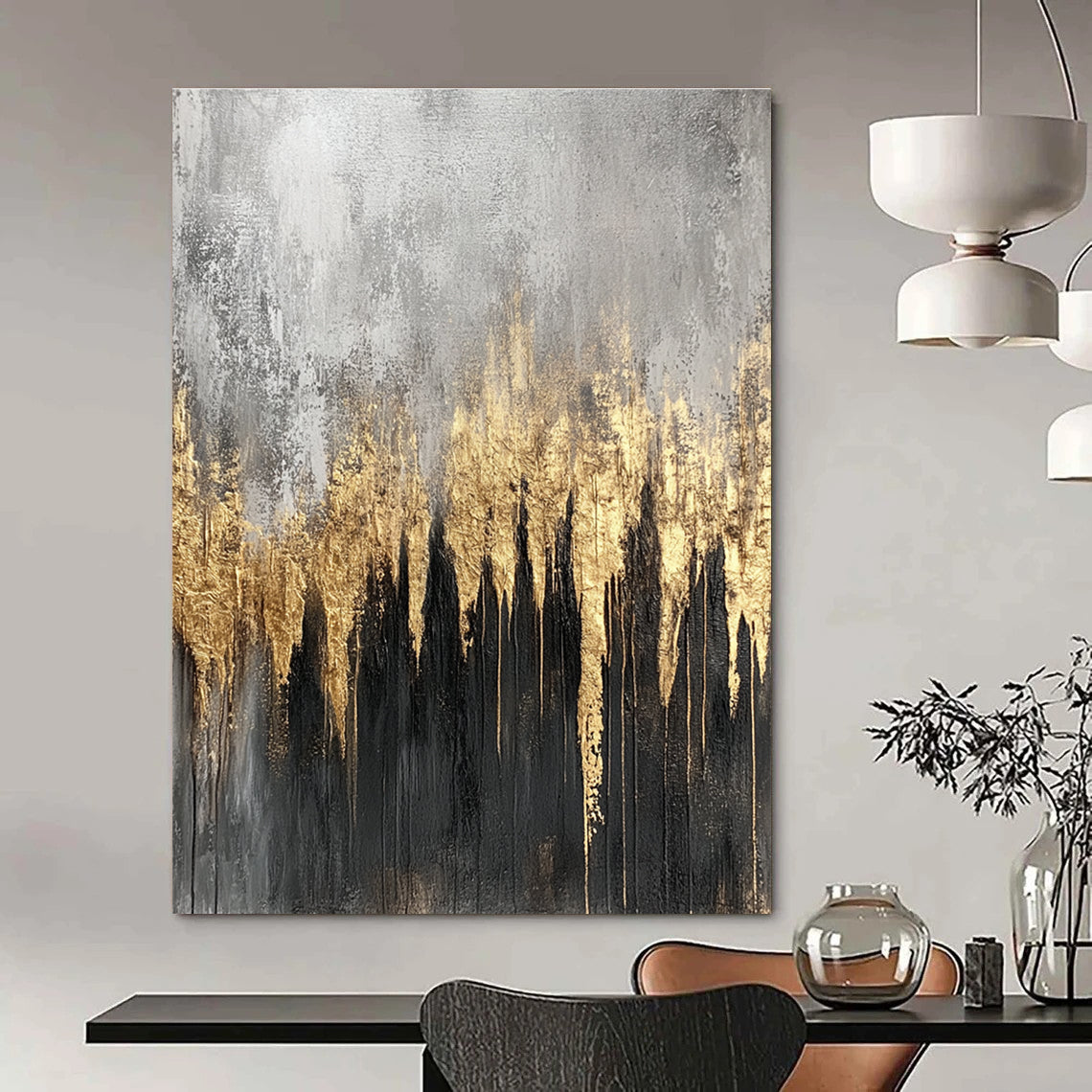 Gold - Forest Abstract Painting for Elegant Living Rooms GAB0860