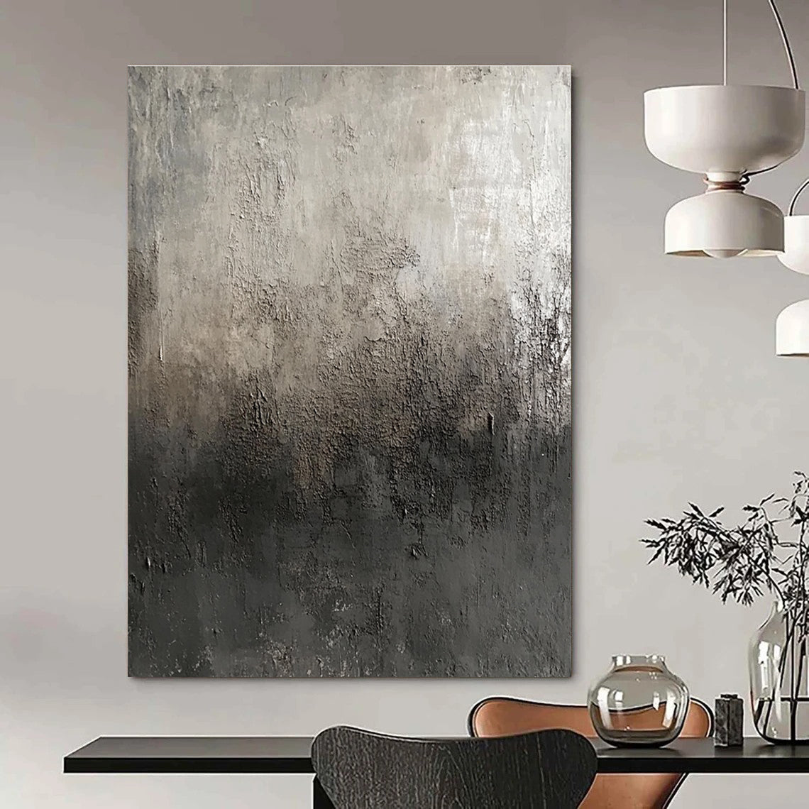 Textured Gray Gradient Abstract Painting for Industrial - Styled Lofts GAB1107