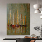 Sailboats on Calm Water Abstract Painting for Nautical - Inspired Spaces HENG330