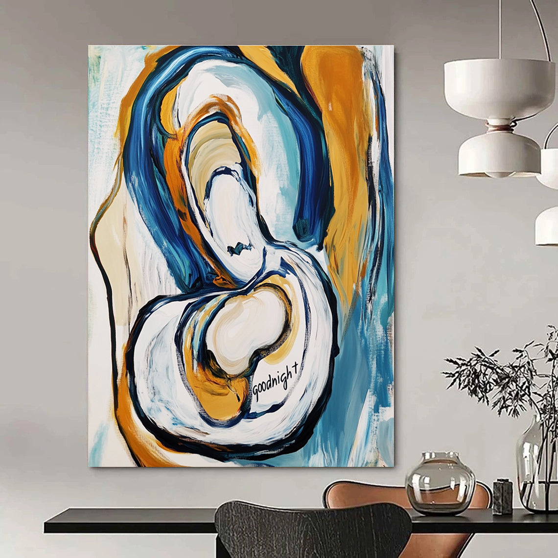 Abstract “Goodnight” Painting for Cozy Bedrooms GAB0744