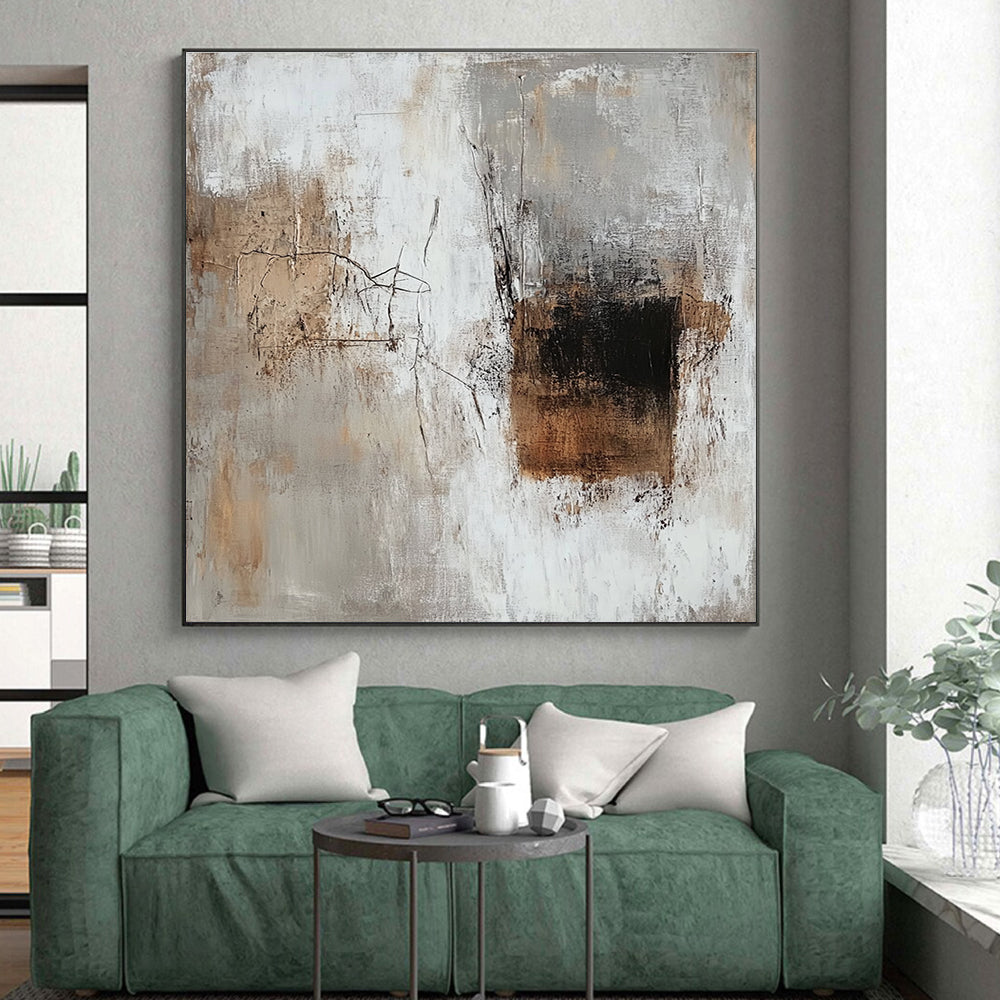 Beige Gray Abstract Textures Painting with Subtle Depth WINK689