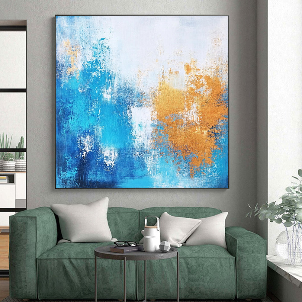 Blue - Gold Abstract Textures Painting with Tactile Luxury WINK383