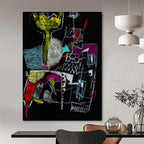 Bold Dark - Hued Abstract Forms Painting for Dramatic Spaces HENG294
