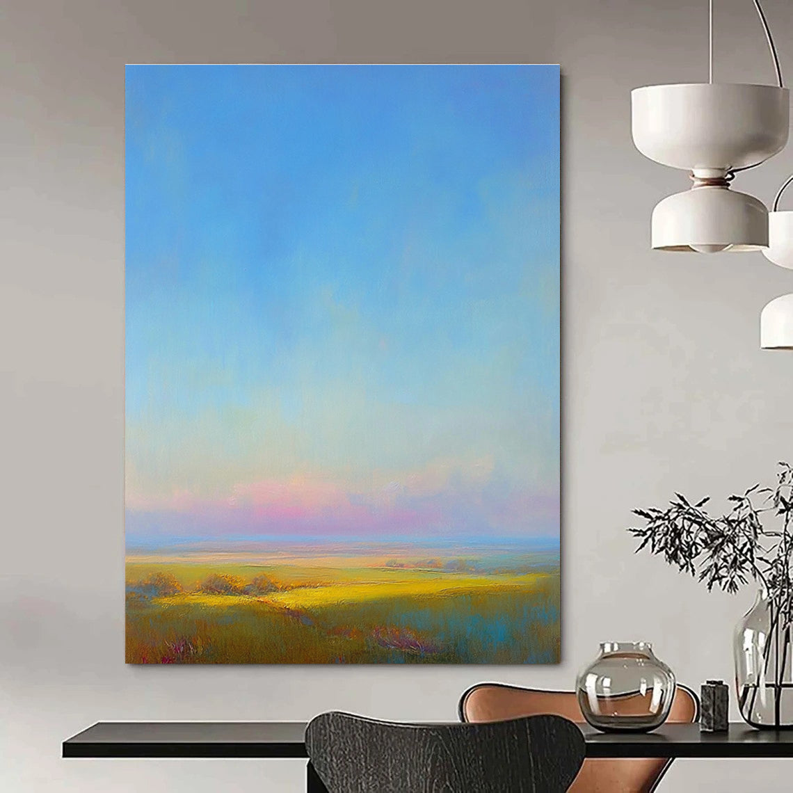 Colorful Field Abstract Painting for Bohemian - Style Living Rooms GAB1305