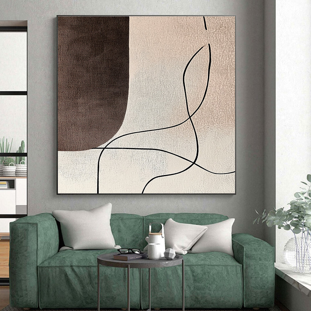Curved Lines on Neutral Abstract Painting with Gentle Flow WINK181