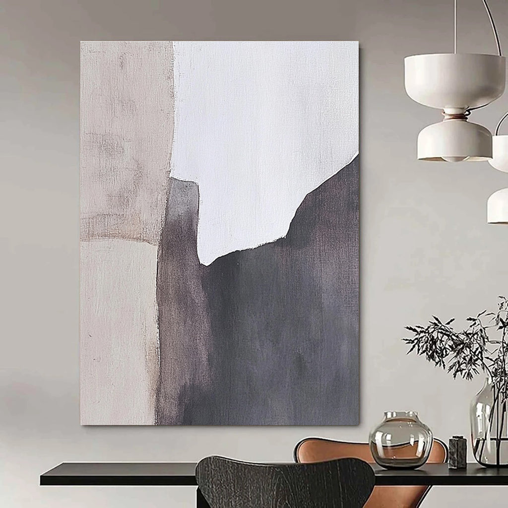 Gray and White Abstract Blocks Abstract Painting for Scandinavian - Style Home Offices GAB1369