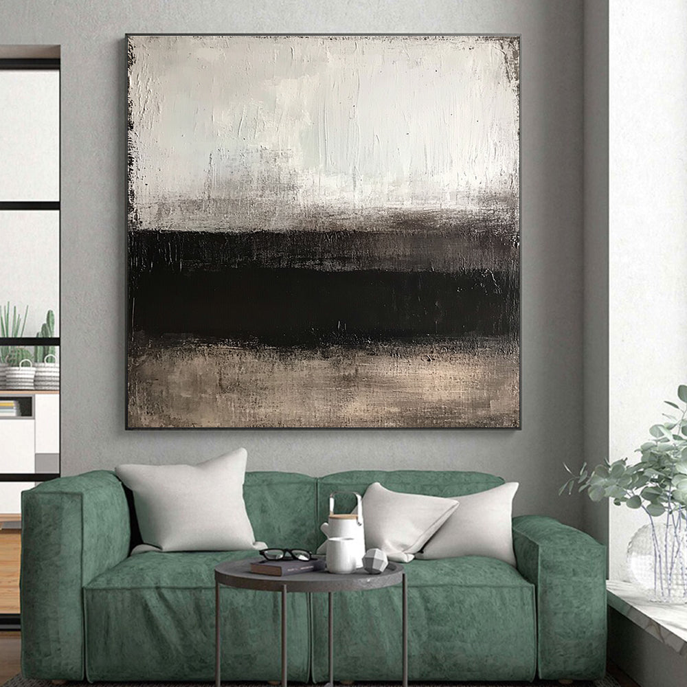 Gray Abstract Horizon Painting with Quiet Contemplation WINK362