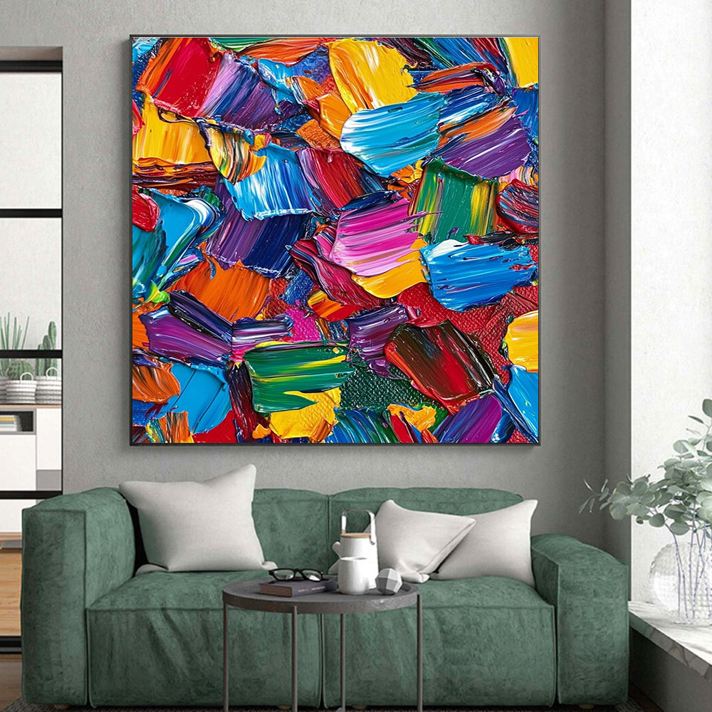 Colorful Palette Knife Strokes Abstract Painting with Vivid Energy WINK080